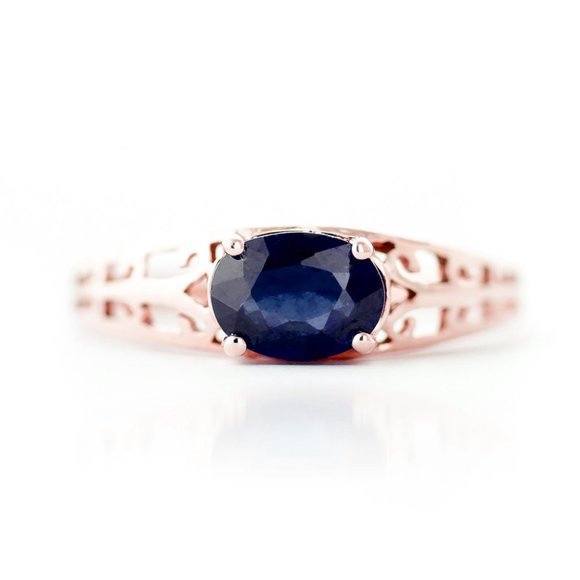 14K SOLID GOLD FILIGREE RING WITH NATURAL SAPPHIRE - Picture 5 of 9